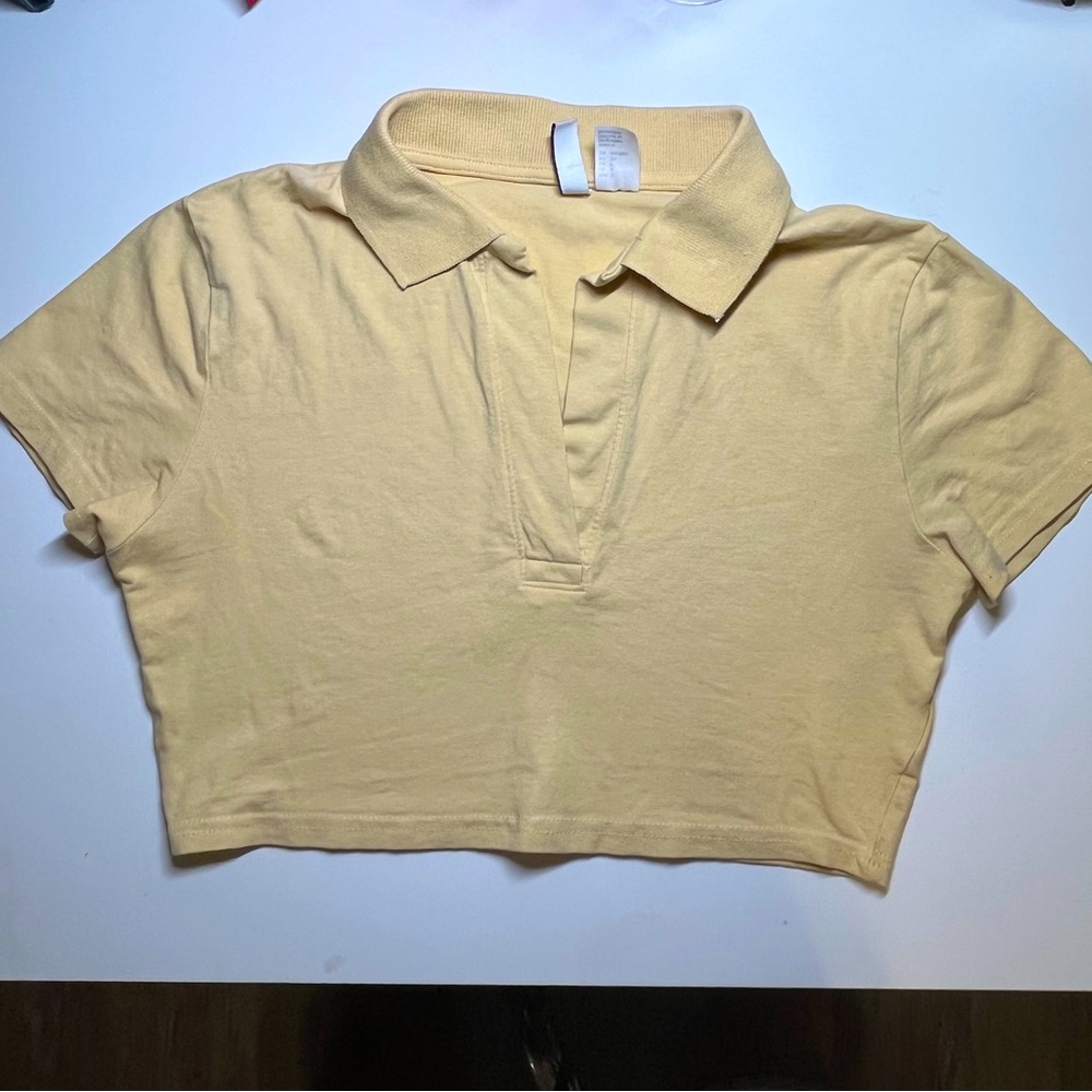 Yellow Cropped Polo Shirt